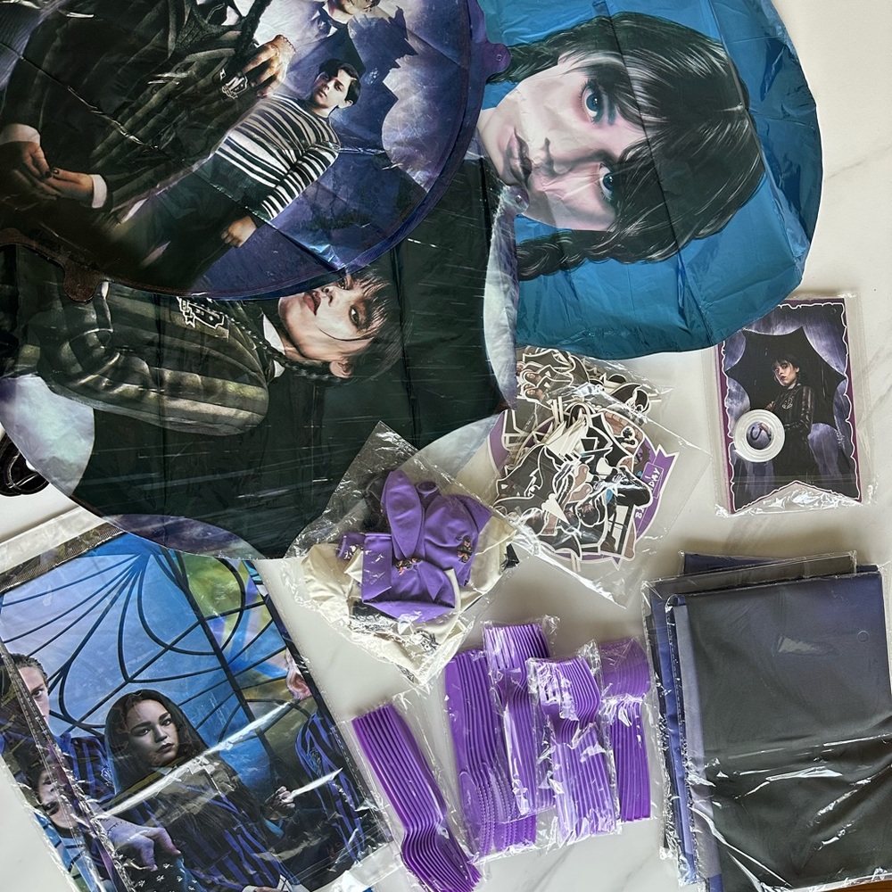 Wednesday Purple and Black Party Supplies Set